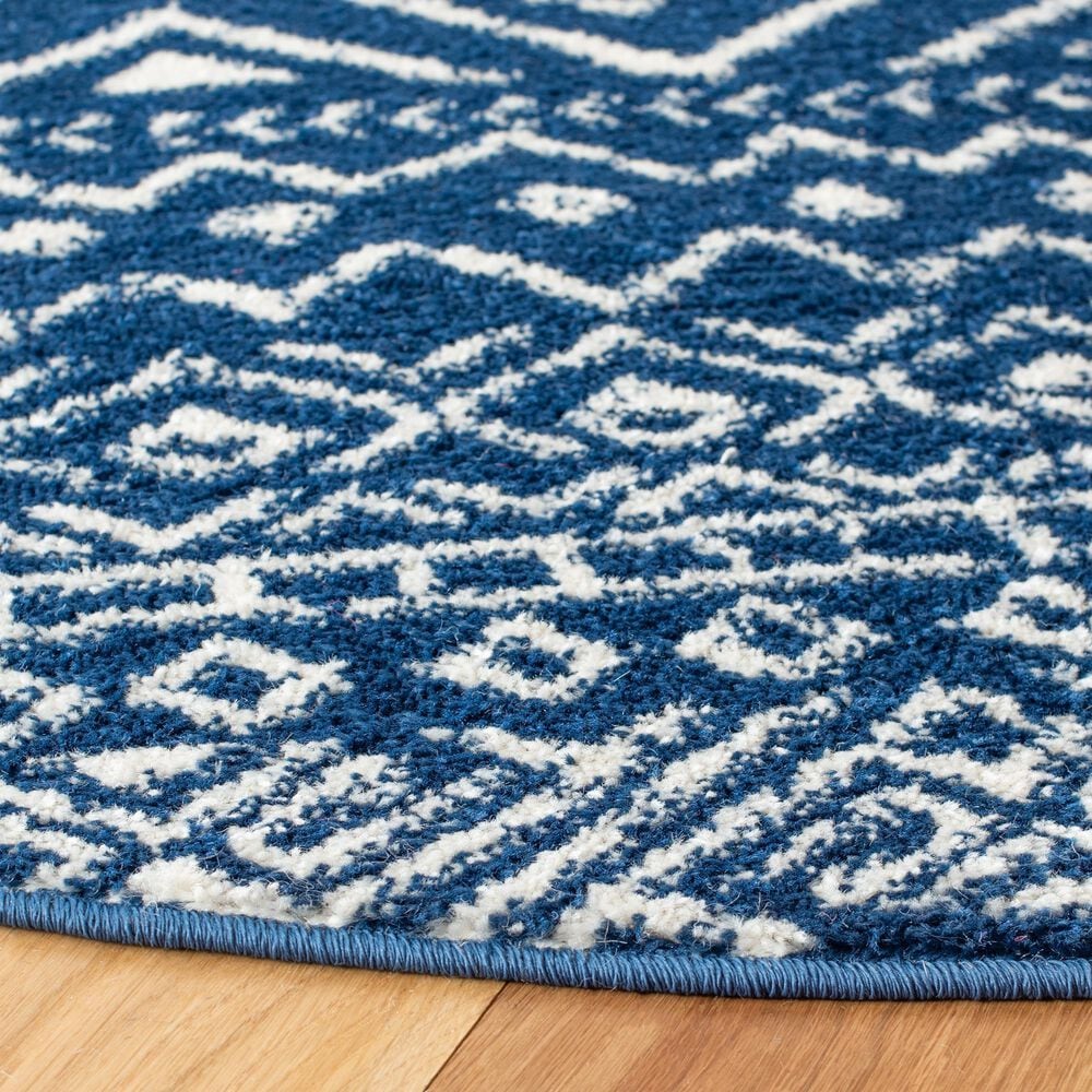 Safavieh Tulum Traditional  6&#39;7&quot; Round Navy and Ivory Area Rug, , large