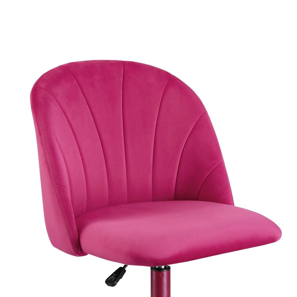 Linon Home Decor Adalynn Swivel Desk Chair with Hot Pink Cushion in Pink, , large