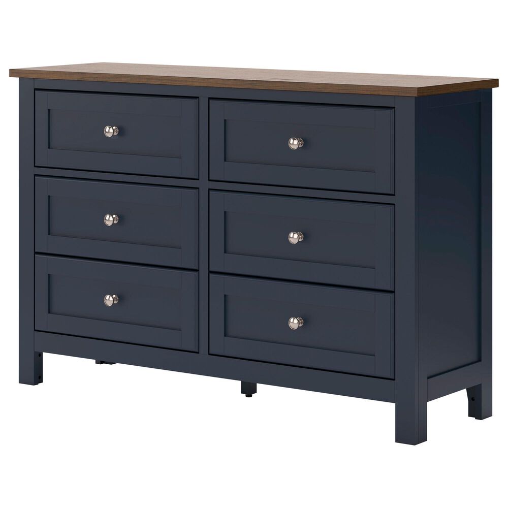 Ashley Landocken 6-Drawer Dresser in Dark Slate Blue and Light Brown, , large