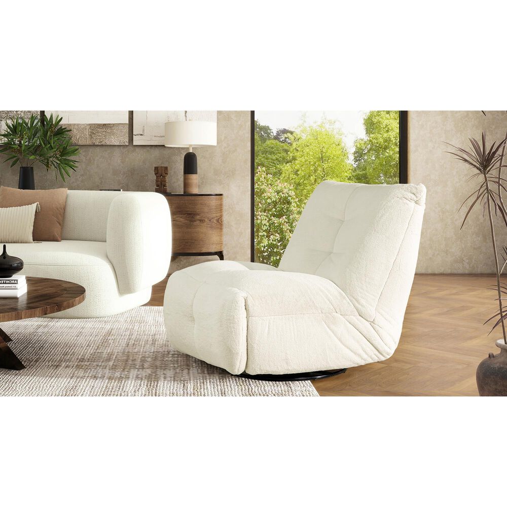 Jennifer Taylor Home Rearden Manual Swivel Glider Recliner in Pearl White, , large