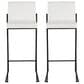 Lumisource Fuji High Back Barstool with White Faux Leather in Black (Set of 2), , large