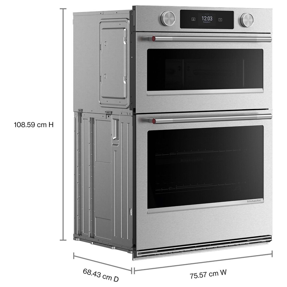 KitchenAid 2-Piece Kitchen Package with PrintShield Stainless Steel 30" Smart Combination Wall Oven and Stainless Steel 30" Gas Cooktop, , large