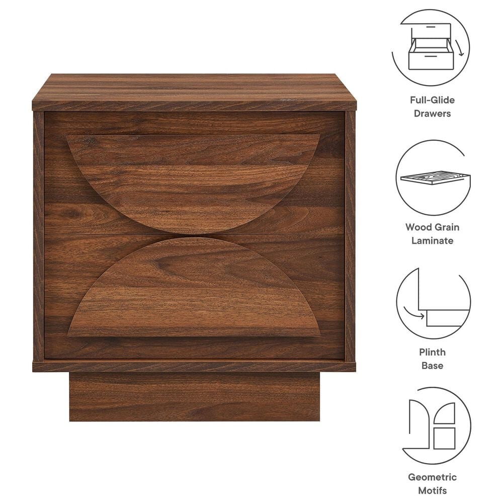 Modway Bulwark 2 Drawer Nightstand in Walnut, , large