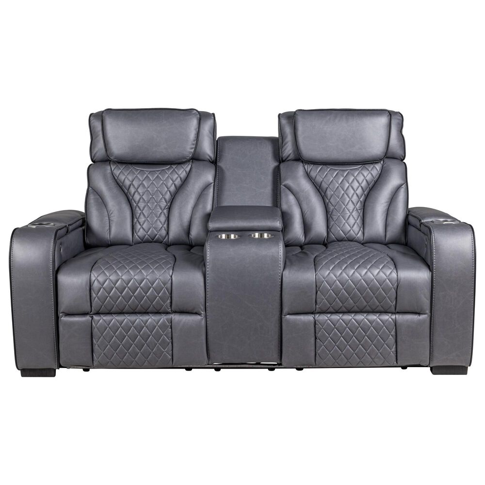 Mayberry Hill Blitz Manual Reclining Loveseat in Simba Slate and Black Welt, , large