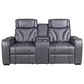 Mayberry Hill Blitz Manual Reclining Loveseat in Simba Slate and Black Welt, , large