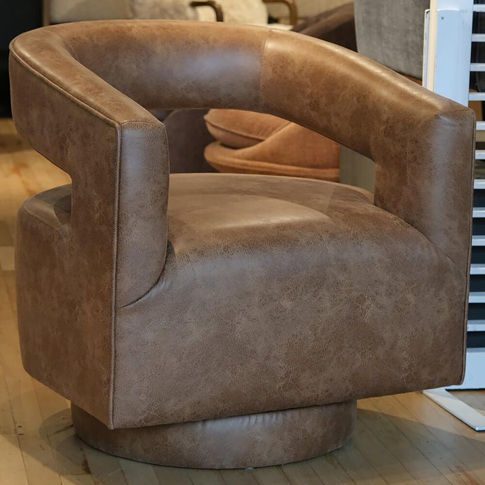 Golden Wave Furniture Swivel Chair in Saddle, , large