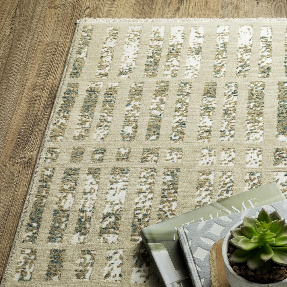 Oriental Weavers Reed RE12W 2&#39;3&quot; x 7&#39;6&quot; Ivory and Blue Runner, , large