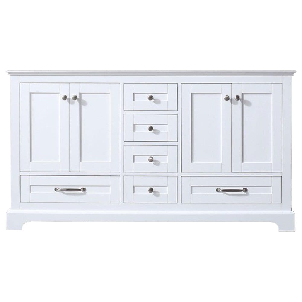 Lexora Home Dukes 60&quot; Double Bathroom Vanity in White with 2 cm White Carrara Marble Top and Rectangular Sinks, , large