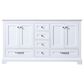 Lexora Home Dukes 60" Double Bathroom Vanity in White with 2 cm White Carrara Marble Top and Rectangular Sinks, , large