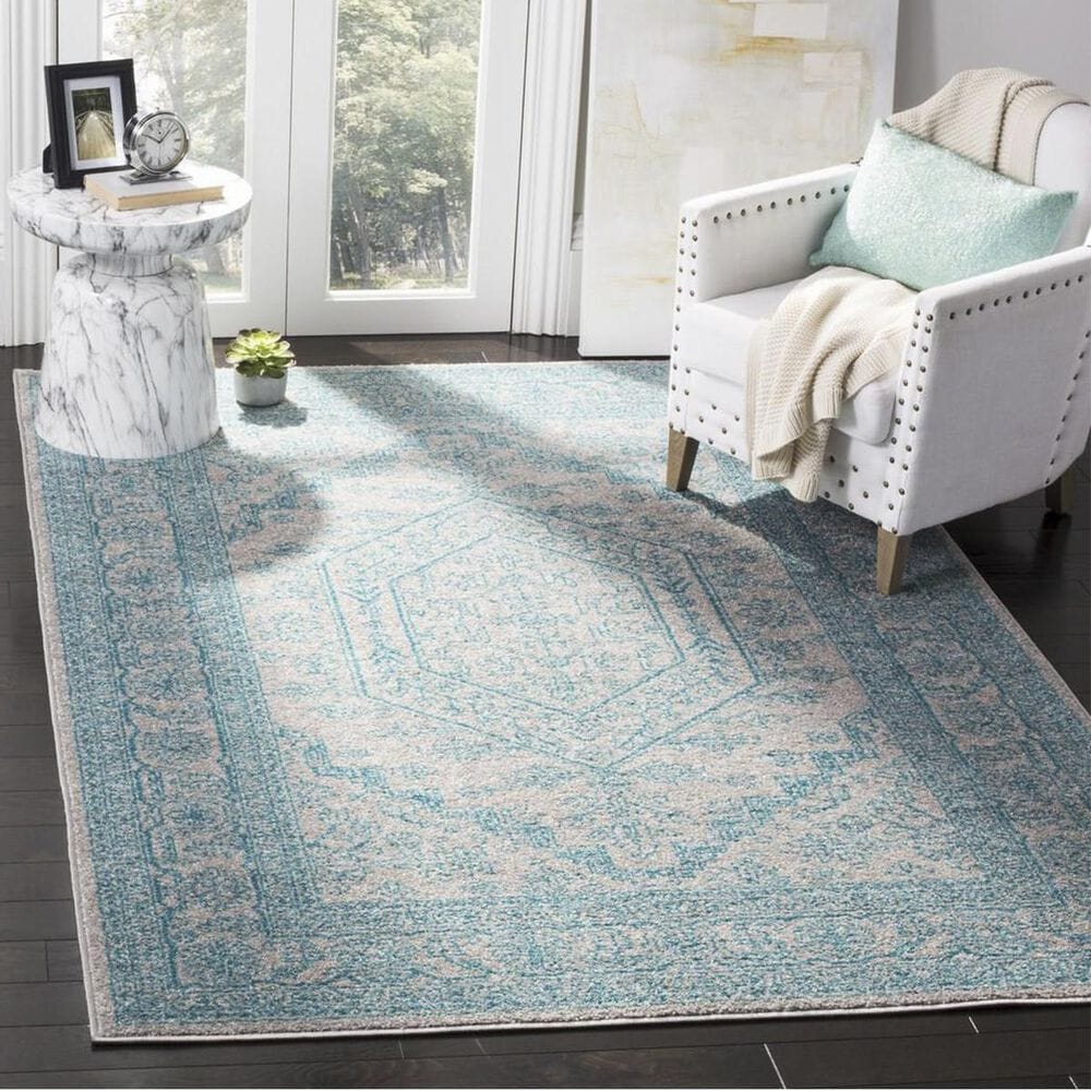 Safavieh Adirondack ADR108L 5"1" x 7"6" Light Grey and Teal Area Rug, , large