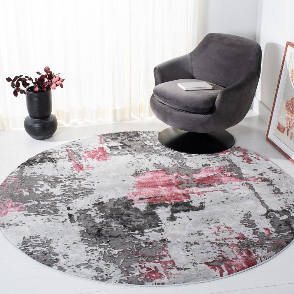 Safavieh Craft 4&#39; Round Grey and Pink Area Rug, , large
