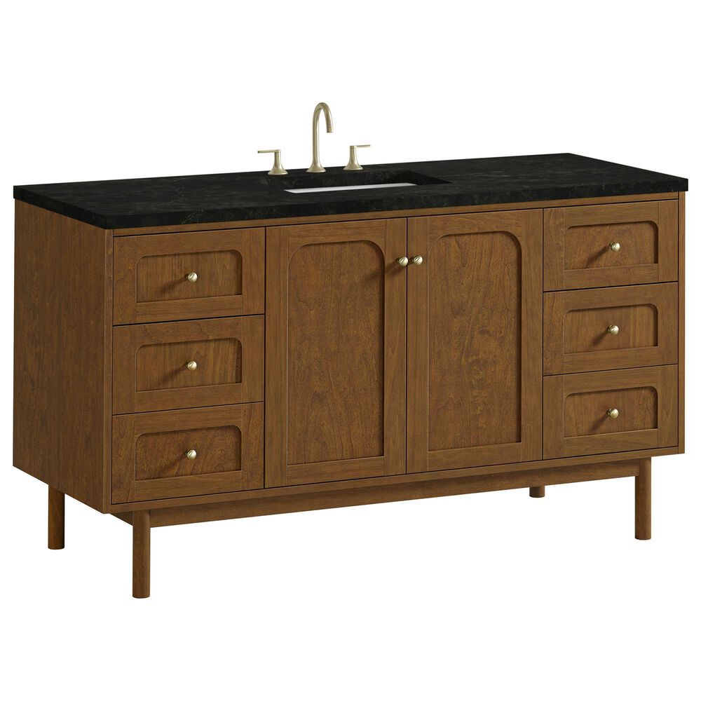 James Martin Laurent 60" Single Bathroom Vanity in Honey Oak with 3 cm Phantome Eclos Top and Rectangular Sink, , large