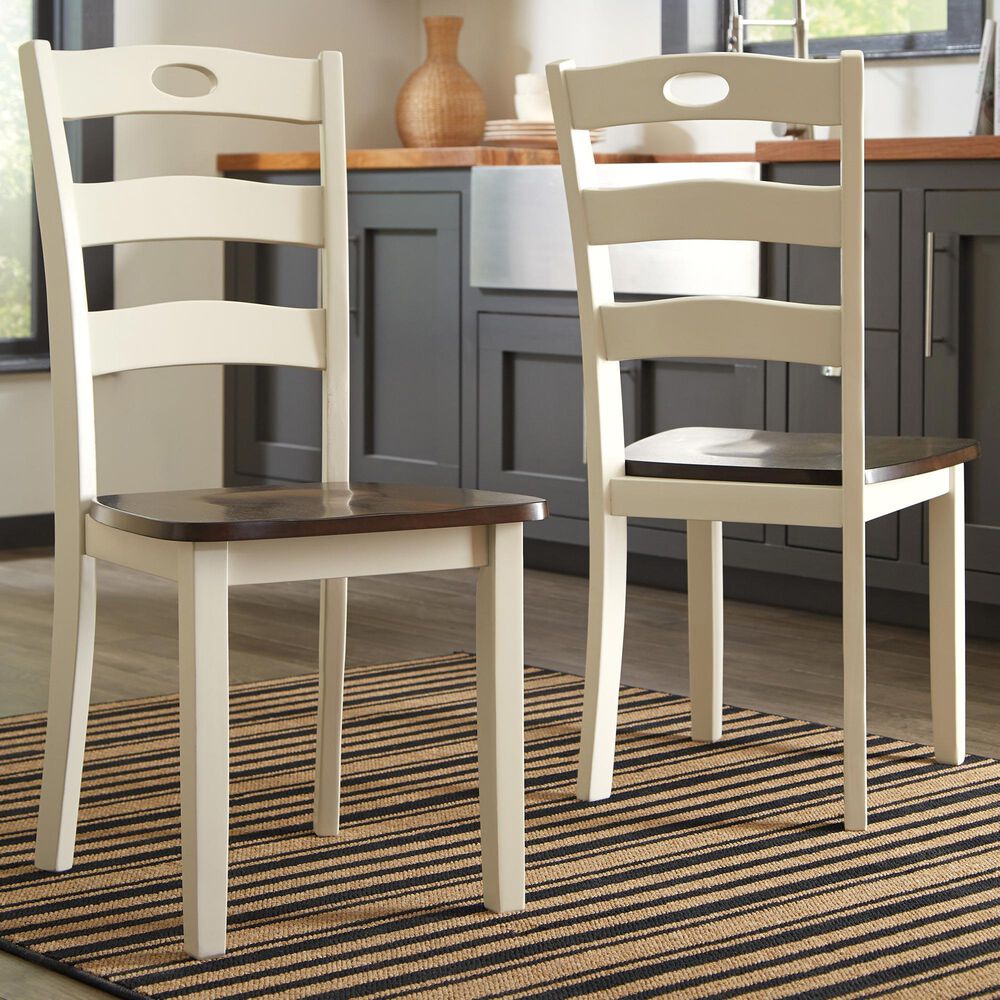 Ashley Woodanville Dining Chair in Cream and Brown &#40;Set of 2&#41;, , large