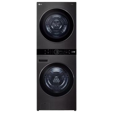 LG Single Unit WashTower with Center Control 5.0 cu. ft. Front Load Washer and 7.8 cu. ft. Electric Ventless Heat Pump Dryer in Black Steel, , large