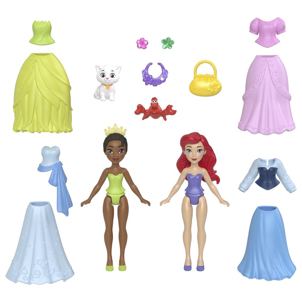 Barbie Princess Royal Wardrobe Set with Ariel and Tiana Small Dolls and Accessories in Multicolor, , large
