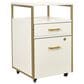 Rta Products Llc Modern Rolling File Cabinet with USB Charging Ports and Power Outlet in White and Gold, , large