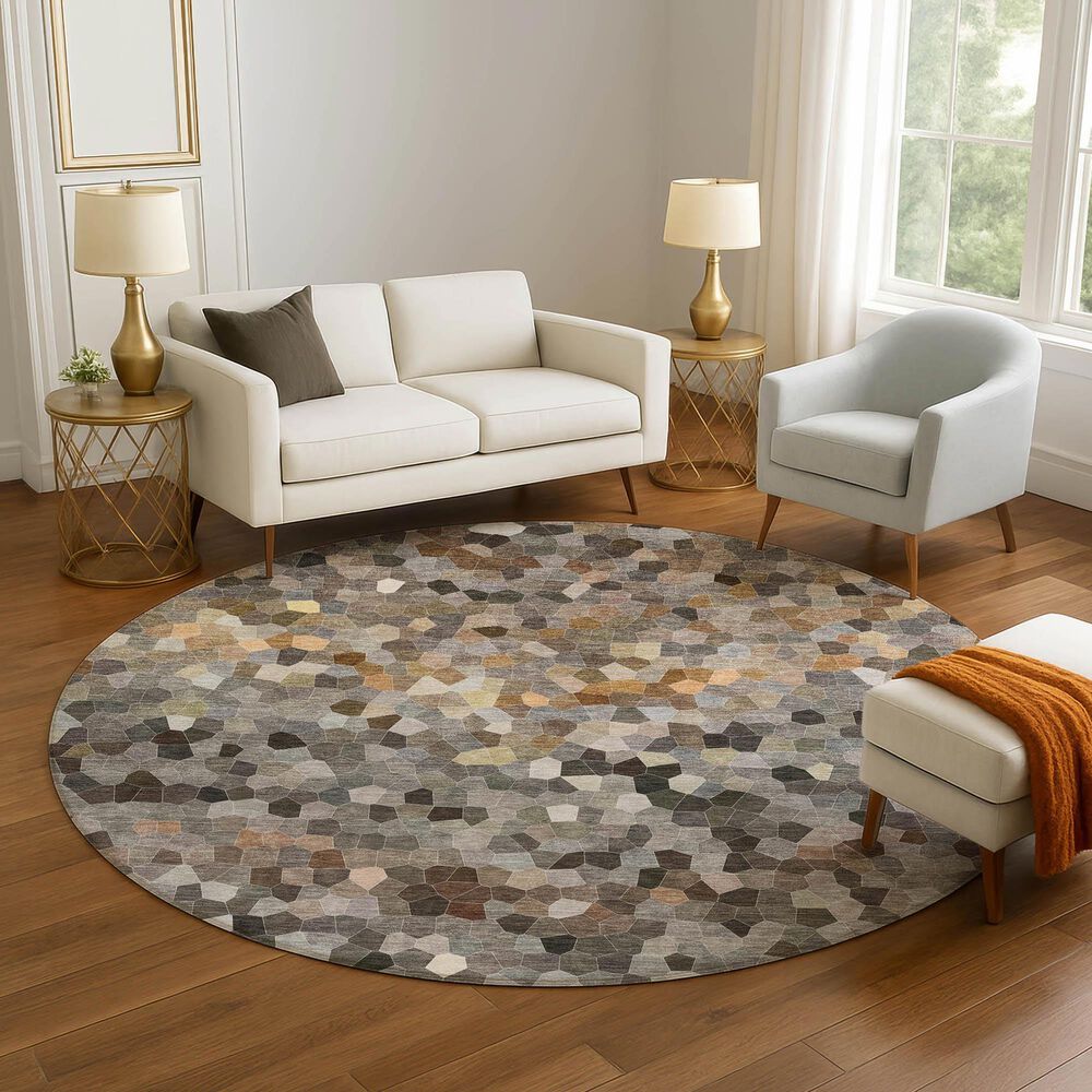 Dalyn Rug Company Kaleidoscope Pewter 8' Round Indoor/Outdoor Area Rug, , large