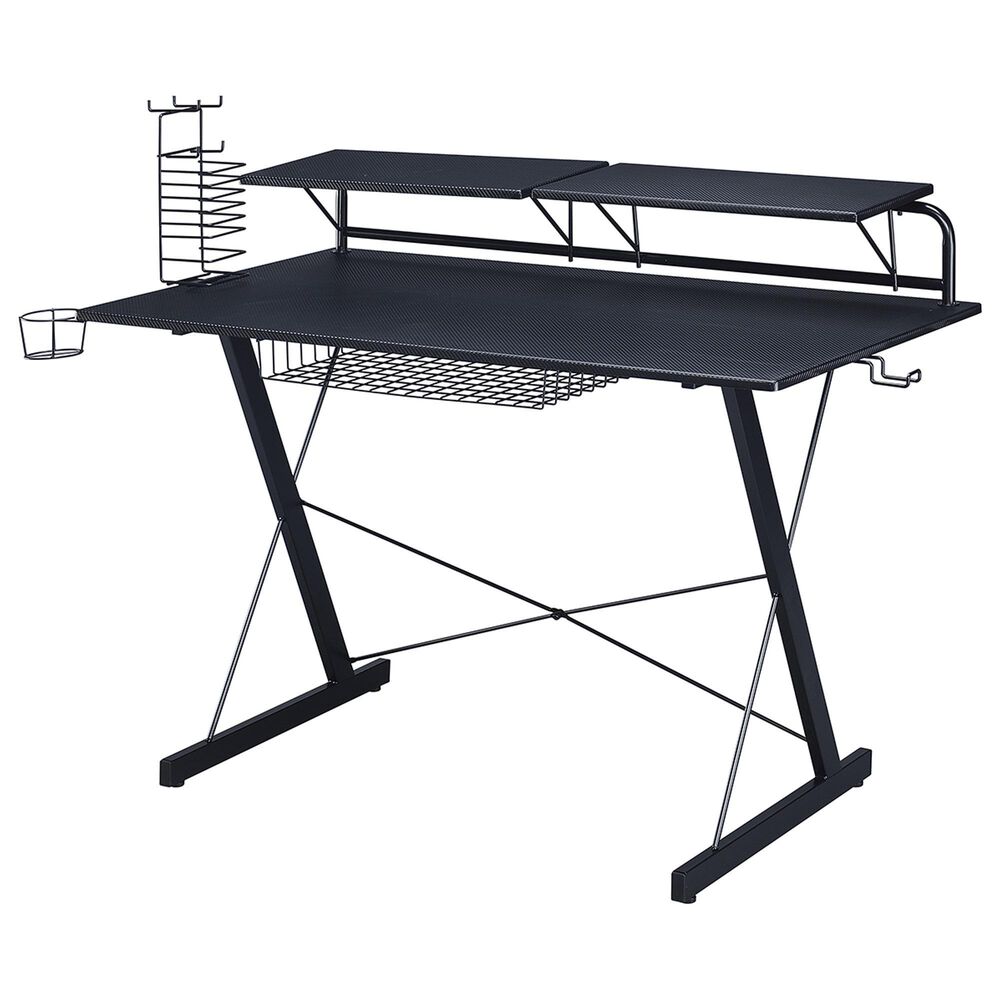 Rta Products Llc Carbon Computer Gaming Desk with Shelving in Black, , large