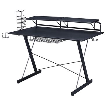 Rta Products Llc Carbon Computer Gaming Desk with Shelving in Black, , large