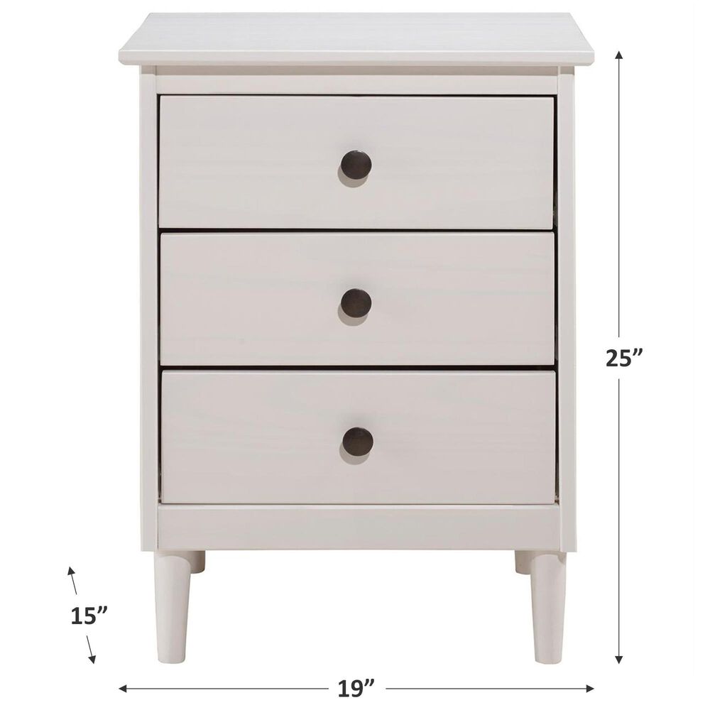 Walker Edison 3 Drawer Nightstand in White, , large