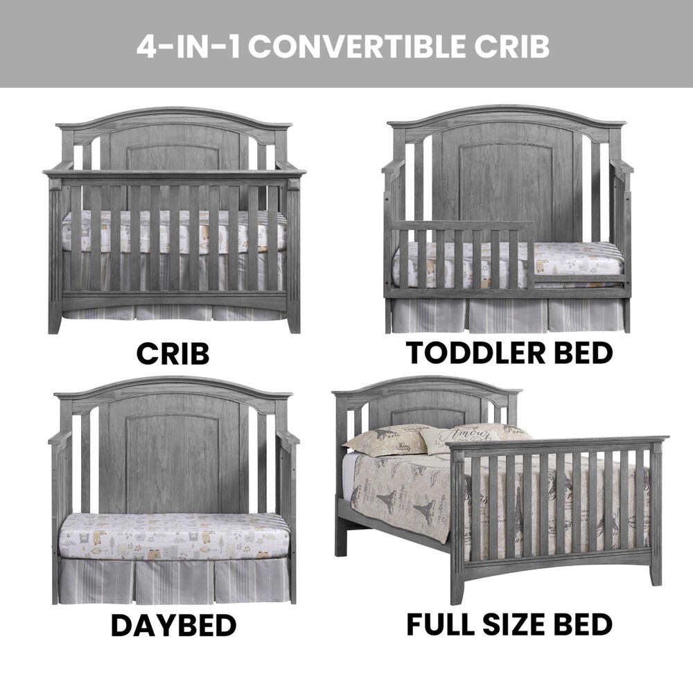 Oxford Village Willowbrook 3- Piece Nursery Set with 4 -In -1 Convertible Crib, Dresser and Changer Top in Graphite Gray, , large