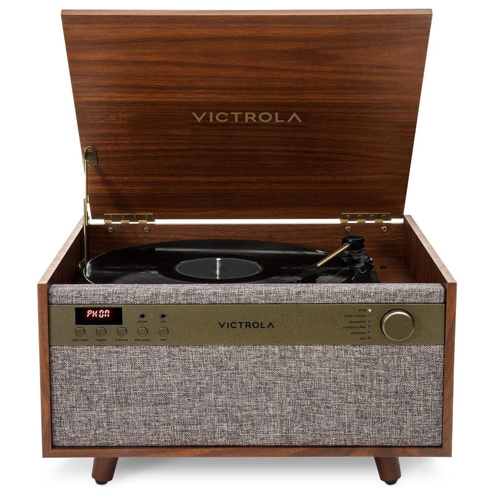 Victrola Century 6-in-1 Music Center Record Player with 3-Speed Turntable in Walnut, , large