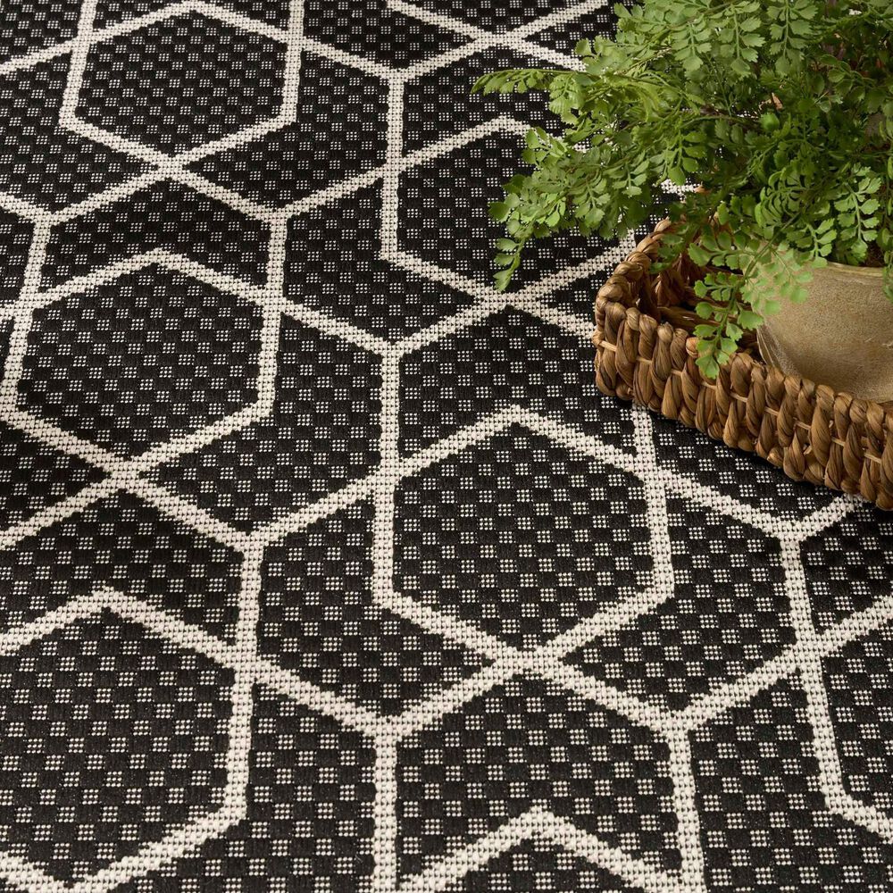 Nourison Horizon HOZ01 Black 3&#39; x 5&#39; Indoor/Outdoor Area Rug, , large