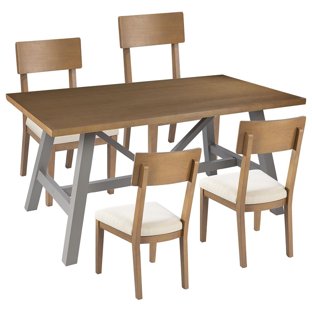 Southern Enterprises Hambleden 5-Piece Dining Set in Natural/Light Gray, , large