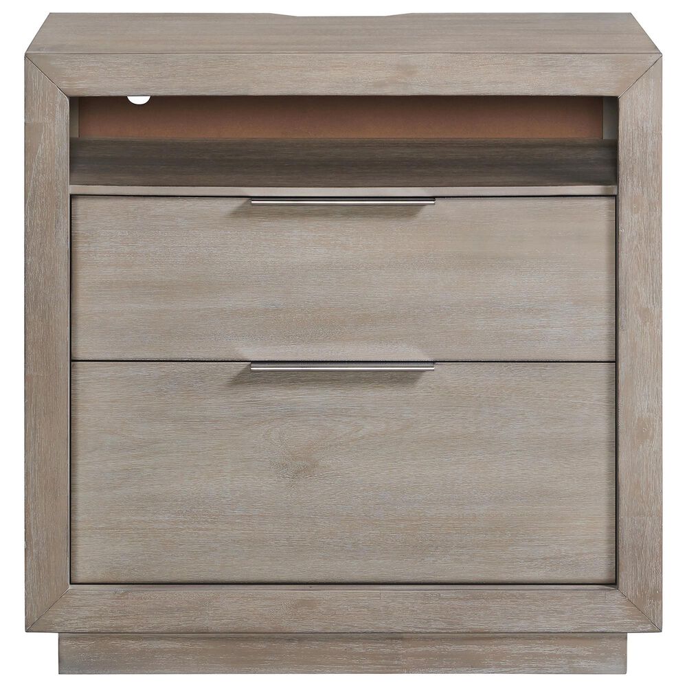 Mayberry Hill Arcadia 2-Drawer Nightstand with USB in Grey, , large