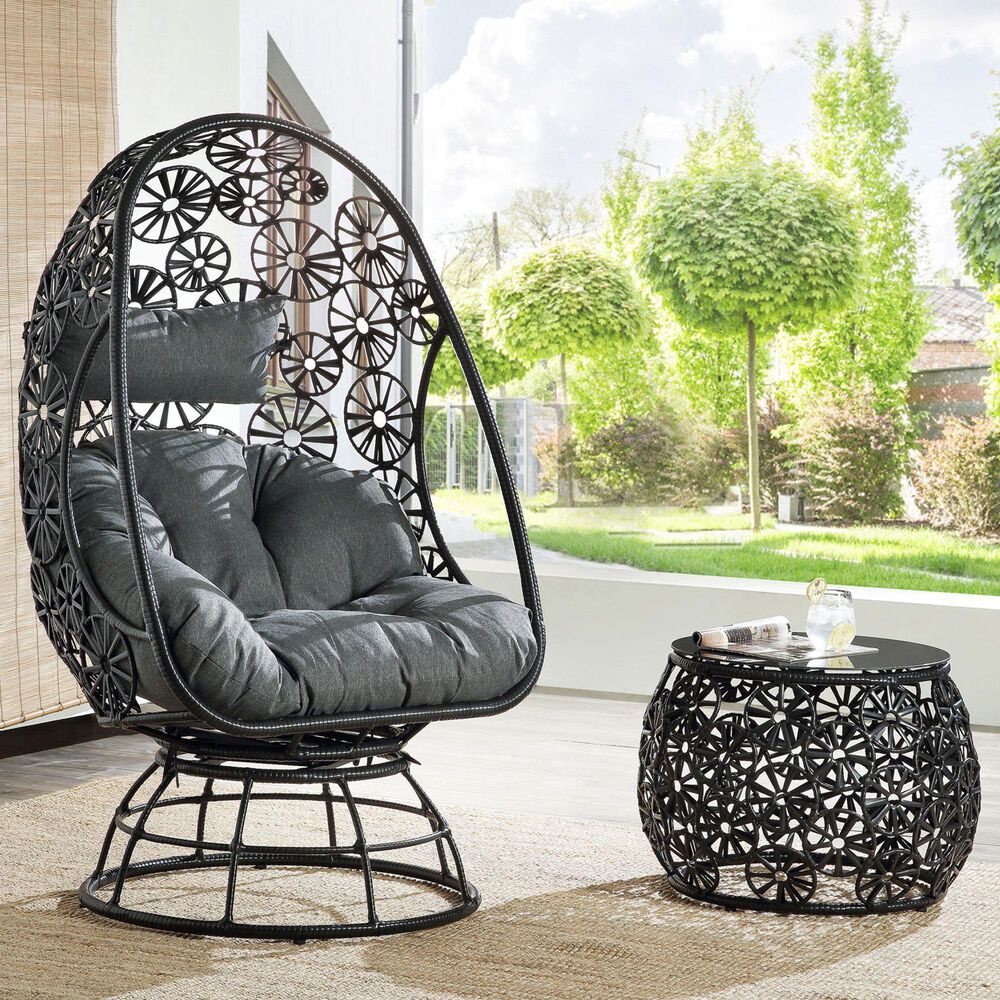 Hearth and Haven Hikre2-piece Metal Outdoor Lounge Chair Set in Charcoal, , large