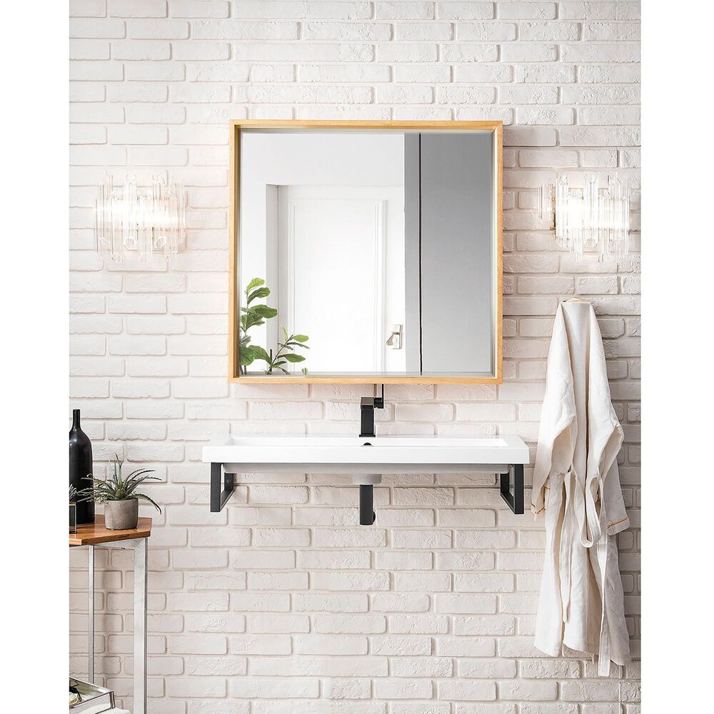 James Martin Vanities Milan 35.4&quot; Square Mirror in Natural Ash, , large