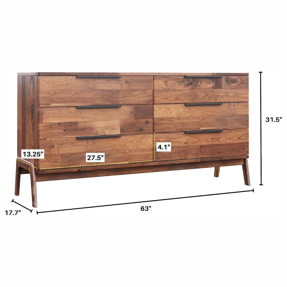 Lh Imports Remix 6-Drawer Dresser in Estelle Brown, , large