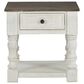 Ashley Havalance End Table in Distressed Vintage White and Weathered Gray, , large