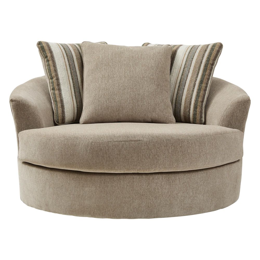 Ashley Linenhause Oversized Swivel Accent Chair in Dune, , large