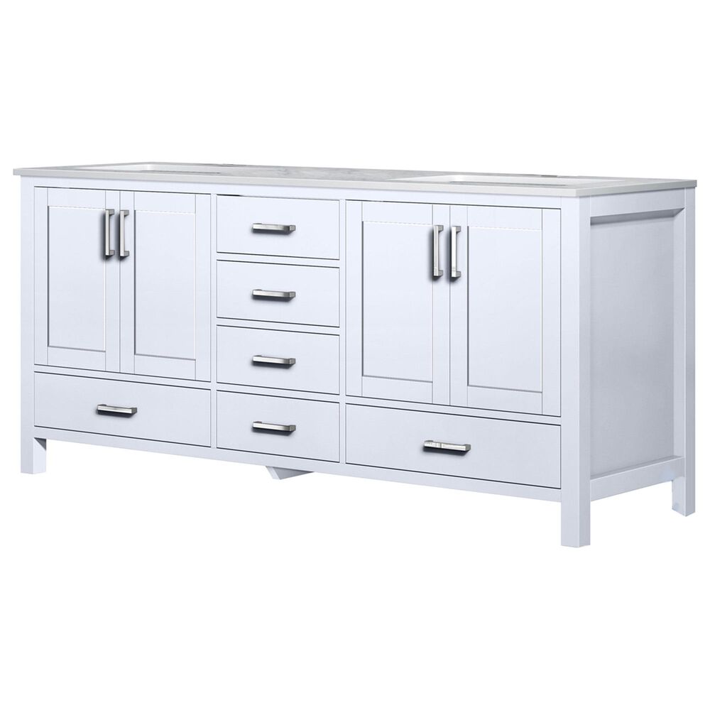 Lexora Home Jacques 72" Double Bathroom Vanity in White with Carrara Marble Top and Rectangle Sinks, , large