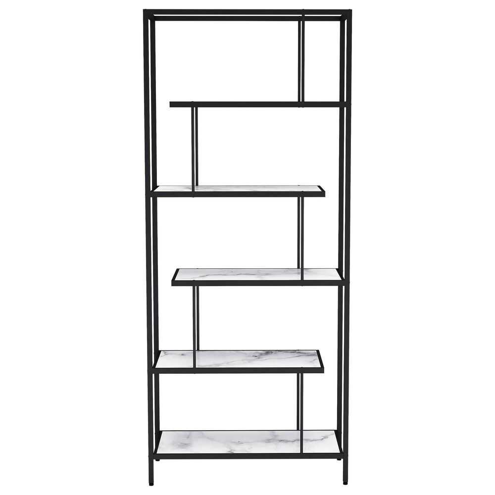 Furniture of America Seymour 5 Shelves Bookcase in Black and White, , large