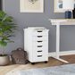 Linon Home Decor Cary 6-Drawer Rolling Cart in White Wash, , large