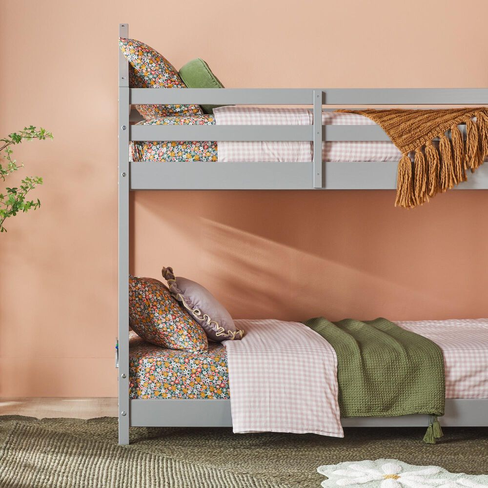 Walker Edison Skyler Twin over Twin Bunk Bed in Grey, , large