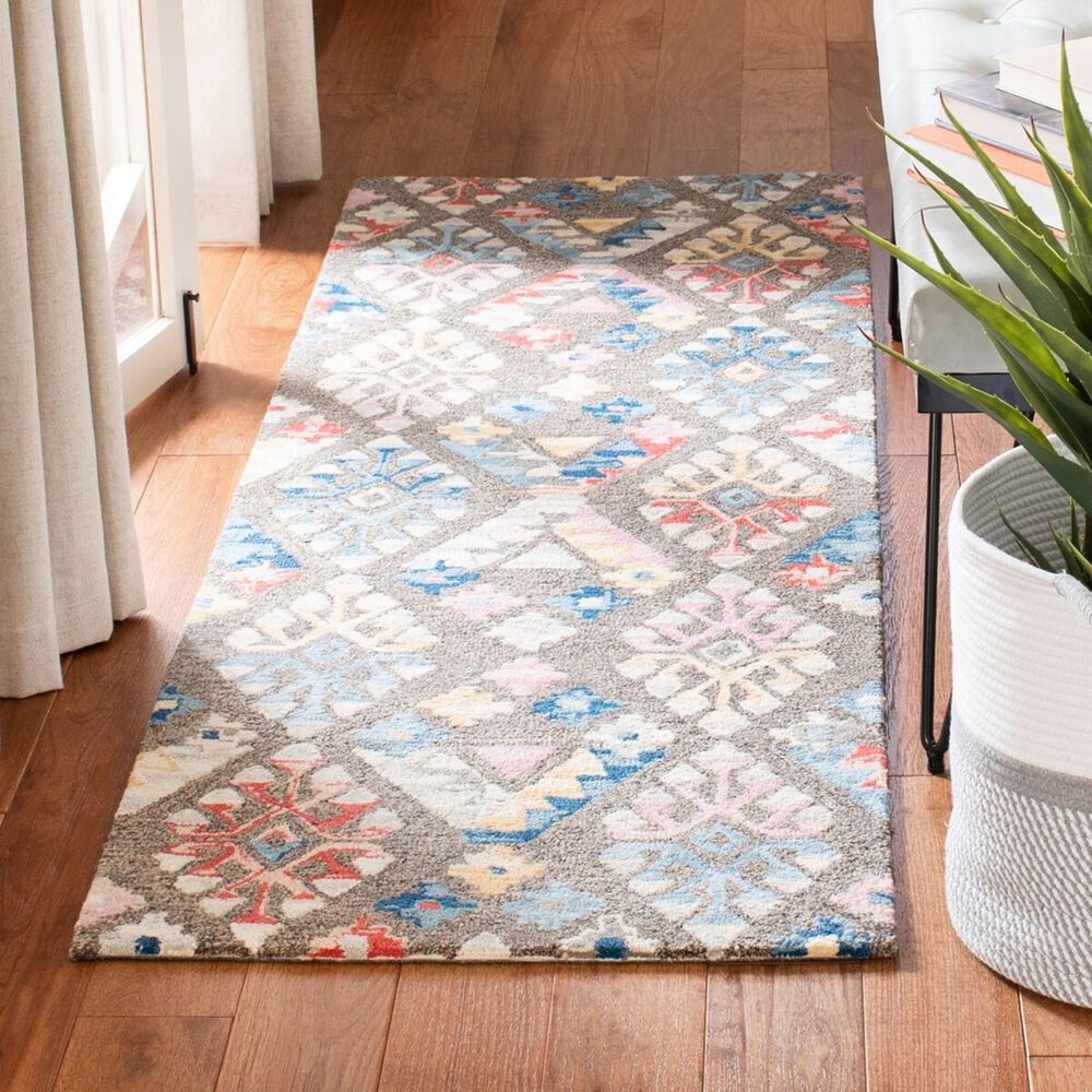 Safavieh Micro-Loop MLP351F 2&#39;3&quot; x 7&#39; Gray and Blue Runner, , large