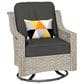 HOMLUX 3-Piece Outdoor Swivel Rocking Chair Set and Side Table in Black, , large