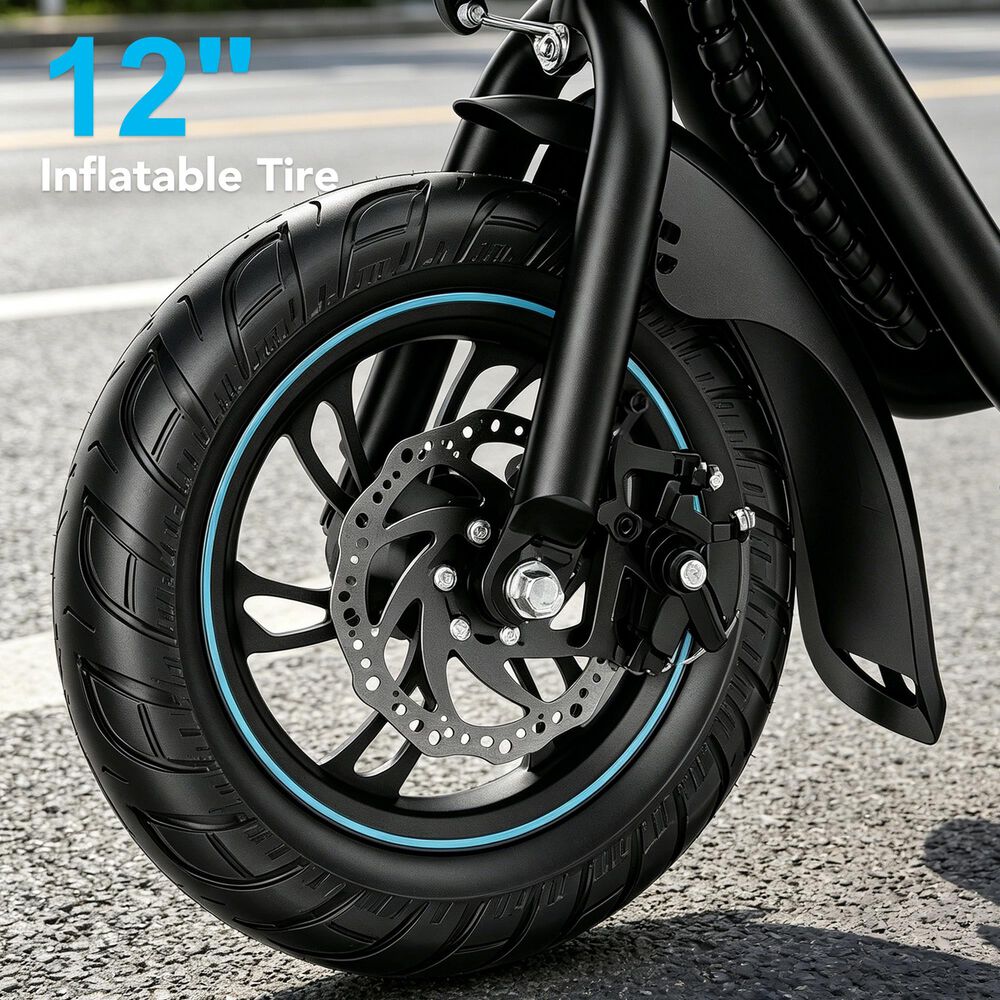 HOMLUX 450W 20-Mile Adults Electric Scooter LED Display in Black, , large
