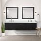 Lexora Home Castor 80" Double Bathroom Vanity in Black with 2 cm White Quartz Top and Rectangular Sinks, , large