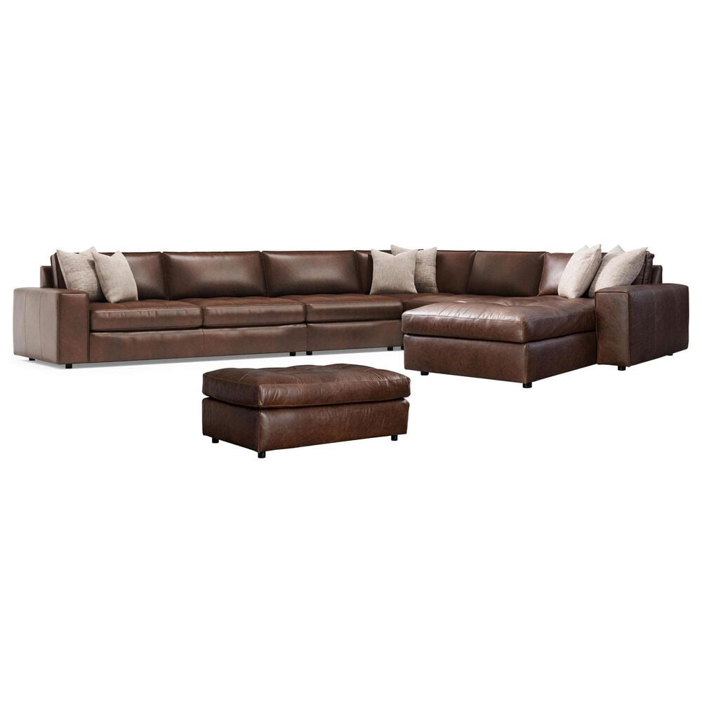 Bernhardt Nest 6-Piece Stationary Right Facing Sectional with Ottoman in Brown, , large