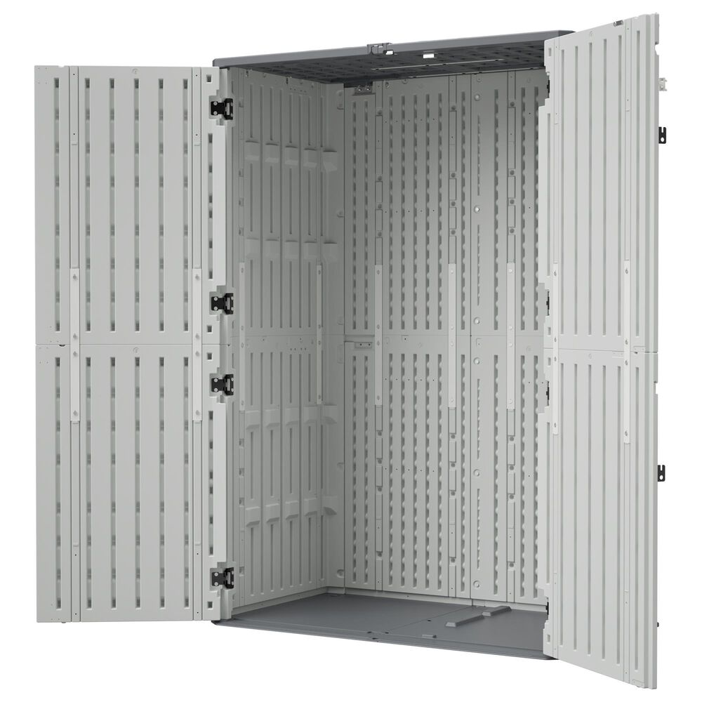 Hearth and Haven Outdoor Rust-Resistant Plastic Storage Shed with Adjustable Partition Design in White, , large