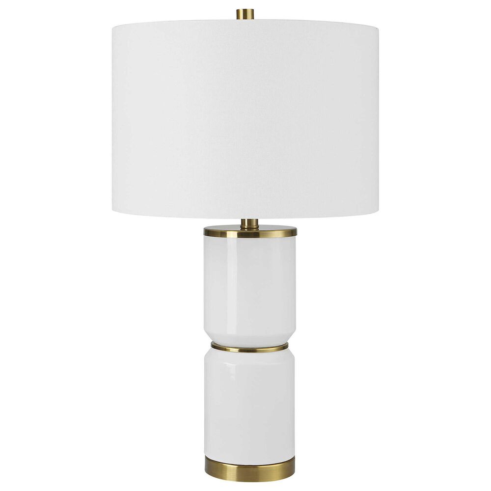 Uttermost Table Lamp in Gloss White and Antique Gold, , large