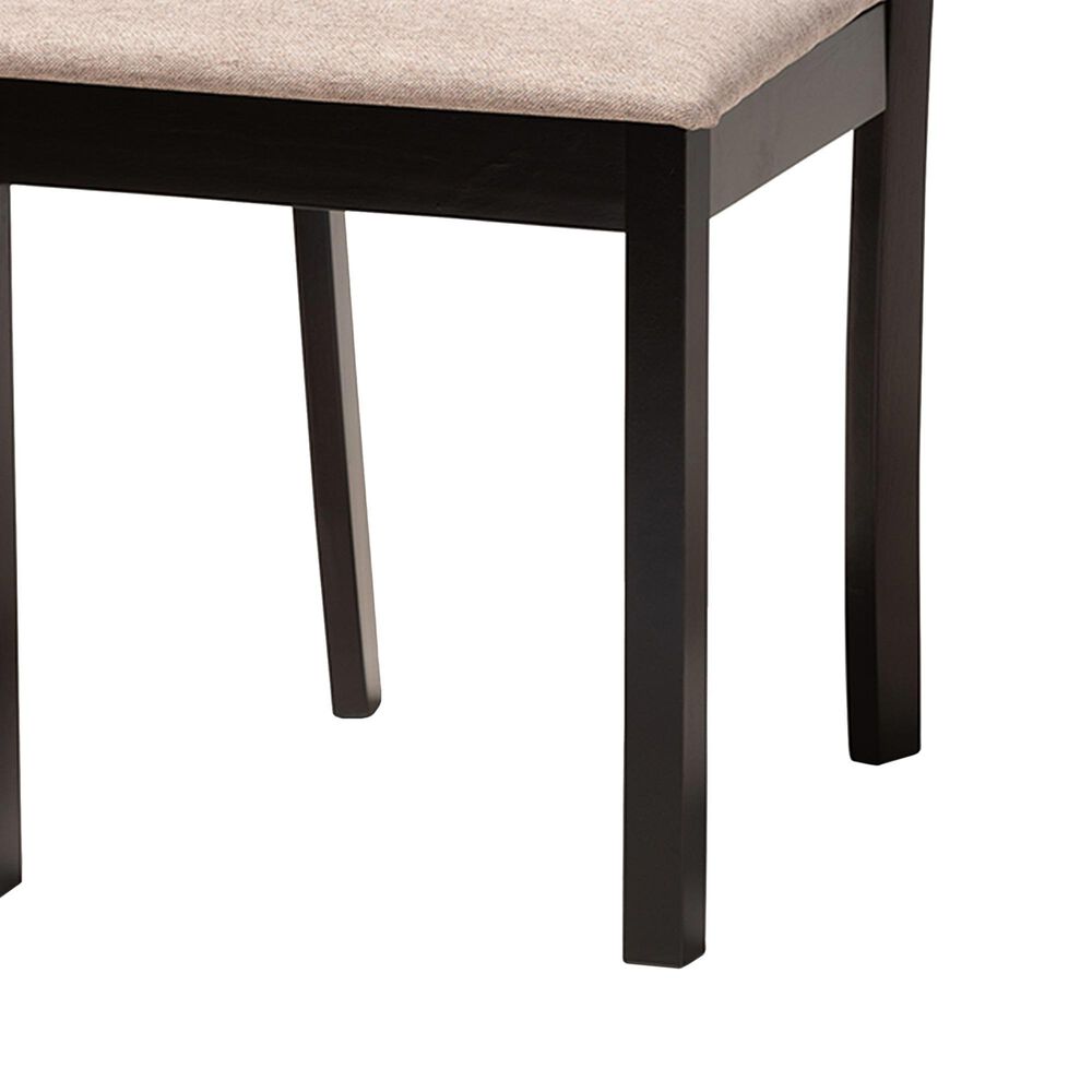 Baxton Studio Samwell Side Chair with Sand Cushion in Dark Brown (Set of 2), , large