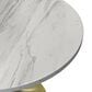 Leisuremod LeisureMod Verve Collection 36 Round Dining Table, Brushed Gold Base with Laminated White Marbleized Top, , large