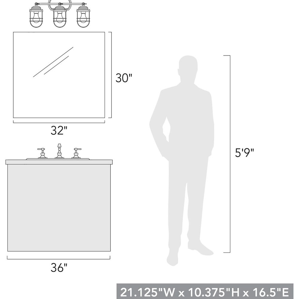 Golden Lighting Seaport 3-Light Bath Vanity in Matte Black, , large