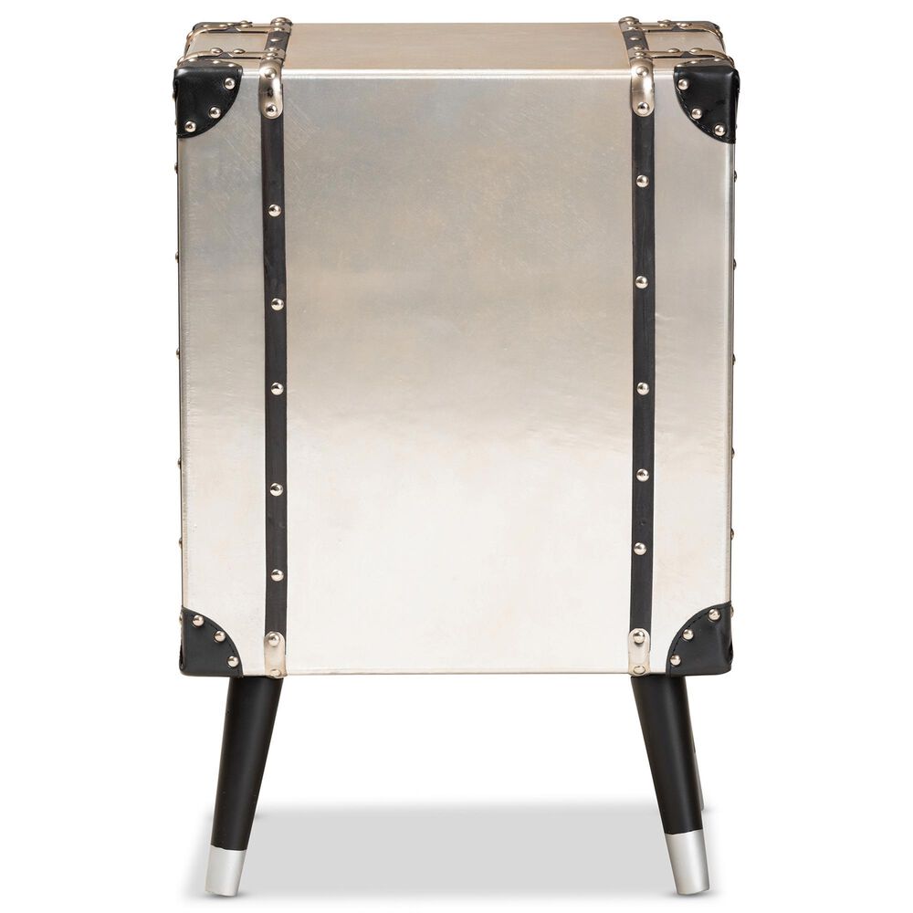 Baxton Studio Dilan 3-Drawer End Table in Antique Silver and Black, , large