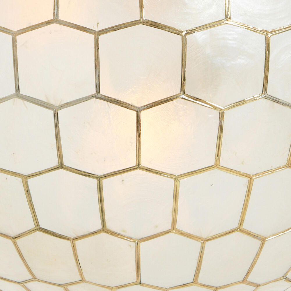 Creative Coop Simone 20" Pendant with Pearly White Shade in Antique Gold, , large